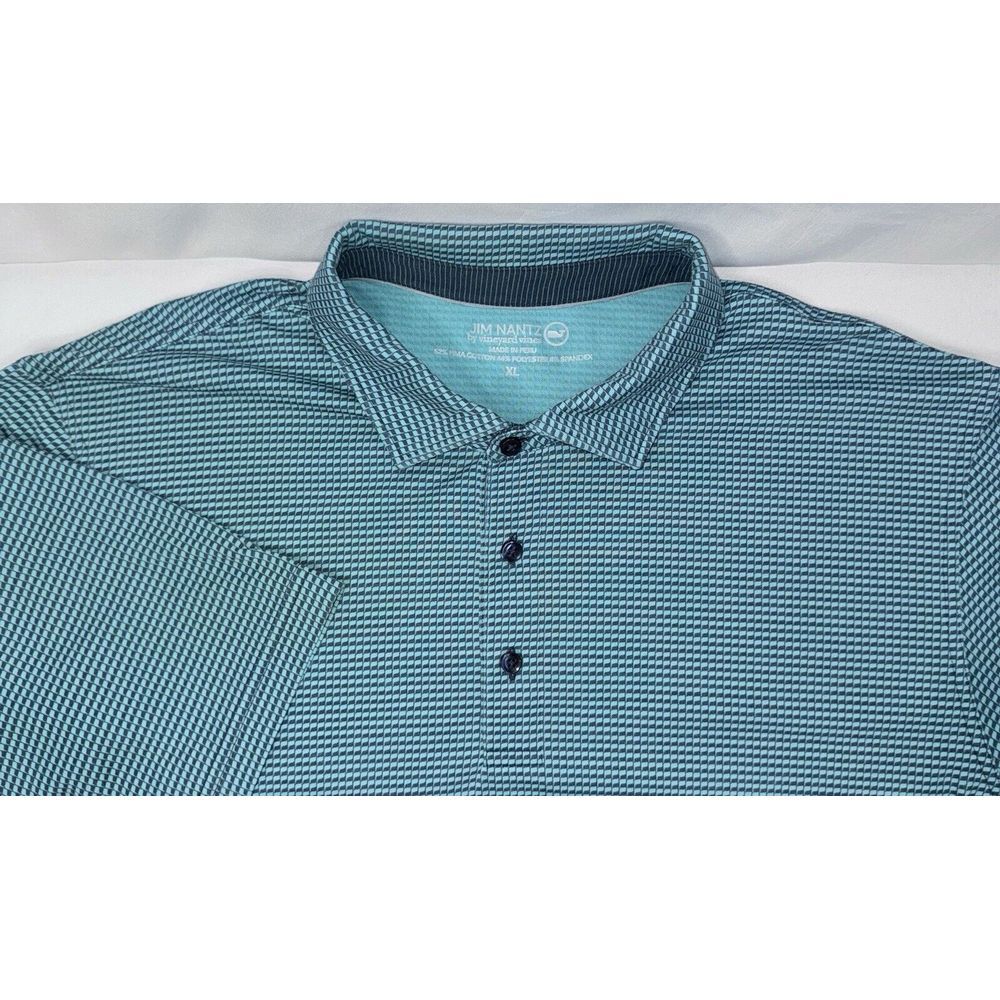 Jim Nantz Vineyard Vines Mens XL Green‎ & Black Short Sleeve Polo